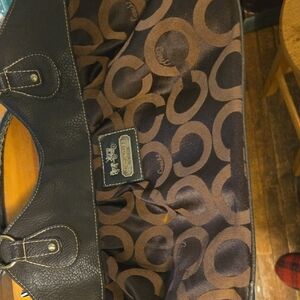 Coach Brown Signature Circle Logo Tote with Dark Trim